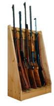 Light Rustic Pine Wooden 5 Place Vertical Locking Long Gun Rack Storage ... - $199.00