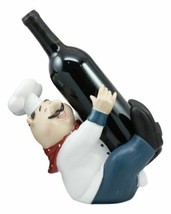 For The Love Of Wine Fat Chef Marco Hugging Wine Bottle Holder Figurine Kitchen - £29.50 GBP
