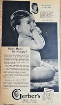 GERBER&#39;S BABY FOOD - 1946 Vintage Print Ad - Hurry Mom I&#39;m Hungry! Vinta... - $250.52 MXN