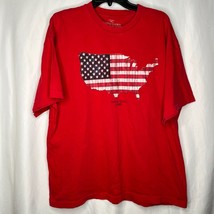 Stars and Stripes United States Map S/S Shirt Adult 2XL Red Faded Glory 2009 - £11.65 GBP