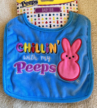 Bright Blue Easter Spring Bunny Rabbit Baby Bib “Chillin’ With My Peeps” NEW - £10.52 GBP