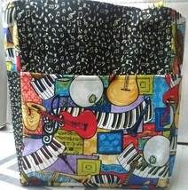 Music Jazz Piano Instruments Notes Guitar Large Purse/Project Bag Handma... - $46.49