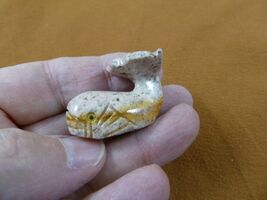 (Y-WHA-SP-41) white tan WHALE MOBY SOAPSTONE PERU figurine love baby whales - $8.99