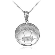 925 Fine Sterling Silver Soccer Mom Soccer Ball Sports Pendant Necklace Made USA - £27.41 GBP+