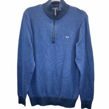Vineyard Vines Mens Hamilton Sweater Blue M 1/2 Pullover Whale Logo Preppy  - £26.42 GBP