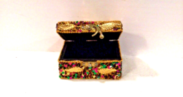 Mardi Gras Square &quot;Gold Leaf Jeweled&quot; Trinket/Jewelry Box - £7.20 GBP