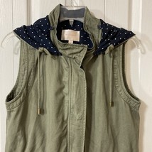 Skies Are Blue Cargo Utility Vest Olive Army Green Drawstring Waist Sz S... - $18.88