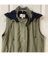 Skies Are Blue Cargo Utility Vest Olive Army Green Drawstring Waist Sz S... - $18.88
