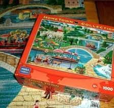 Jigsaw Puzzle 1000 Pieces Heronim Folk Art River Walk Tour Boats Horse Complete - $12.86