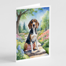 American English Coonhound Spring Garden Greeting Cards Pack of 8 - £16.81 GBP