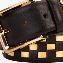 The Mackenzie Black & Gold Woven Leather Belt image 5