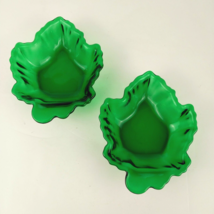 Vintage 2pc Anchor Hocking Forest Green Maple Leaf Glass Candy Dessert D... - £8.72 GBP