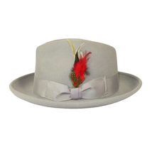 Men's Milani Wool Fedora Hat Soft Crushable Lined FD219 Light Gray image 4