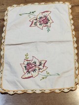 Vintage Embroidered Flower Small Doily Crochet Edged Pretty! - $10.00