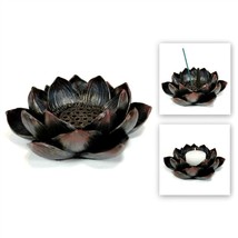 Lotus Incense Burner &amp; Candle Holder Blossom Votive High Quality Resin Flower - £15.88 GBP