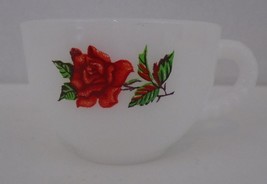 Federal Glass Rose Crest Single 5 oz. Milk glass Cup From 1960&#39;s   - $7.81