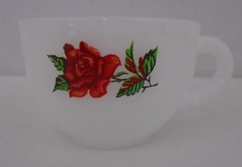 Federal Glass Rose Crest Single 5 oz. Milk glass Cup From 1960&#39;s   - £6.11 GBP