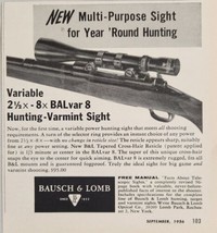 1956 Print Ad BALvar 8 Hunting Varmint Rifle Sights Bausch &amp; Lomb Roches... - £10.56 GBP