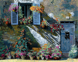 Framed canvas art print giclée Tuscany Italy Flower pot garden home wind... - $44.00