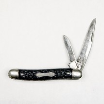 Colonial Prov USA 2-Blade 2 3/4&quot; Folding Knife Vintage Black Peanut Pock... - $19.70