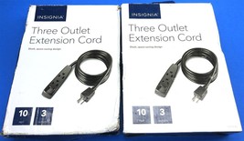 Lot of 2 Insignia 10&#39; 3-Outlet Extension Power Cord Black NS-HW308 - £15.46 GBP