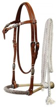 Western Horse Rawhide Core Bosal Hackamore Bitless Bridle Headstall Meca... - $68.80
