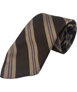 Jonathan Lake 100% Silk Tie Brown and Blue Striped tie 3 x 58 - £6.62 GBP
