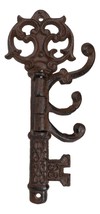 Pack of 2 Cast Iron Rustic Victorian Ornate Key Shaped Swivel Triple Wall Hook - £20.84 GBP