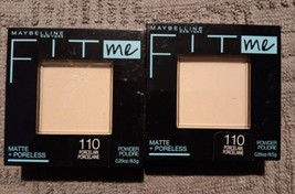 2 Maybelline New York Fit Me! Matte &amp; Pressed Powder, 110 Porcelain (MK12/8) - £20.56 GBP