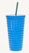 Starbucks Matte Blue Stainless Steel Chisled Cold Cup 16 oz Double Wall Tumbler - £32.68 GBP