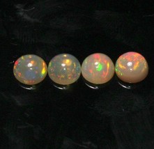 Natural Ethiopian Fire Opal Round Cabochon Loose Gemstone  6 MM Crystal - £67.92 GBP