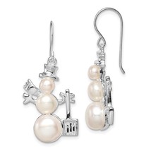 Sterling Silver Cultured Freshwater Pearl Snowman Earrings  - £124.66 GBP