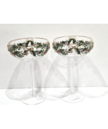 Christmas Rhinestones Bows  Garland Jeweled Champagne Glasses  Set of 2 - $54.44