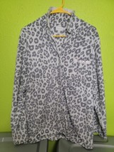 Great Northwest Clothing Sleepwear Top Fleece Leopard Print Button Front... - £11.55 GBP
