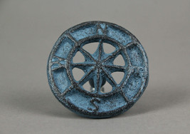 Scratch &amp; Dent Set of 11 Light Blue Cast Iron Compass Rose Drawer Pulls - £29.20 GBP
