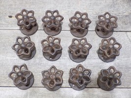 12 Cast Iron Faucet Knob Spigot Flower Hooks Hydrant Coat Hat Drawer Pull Rack - £24.67 GBP