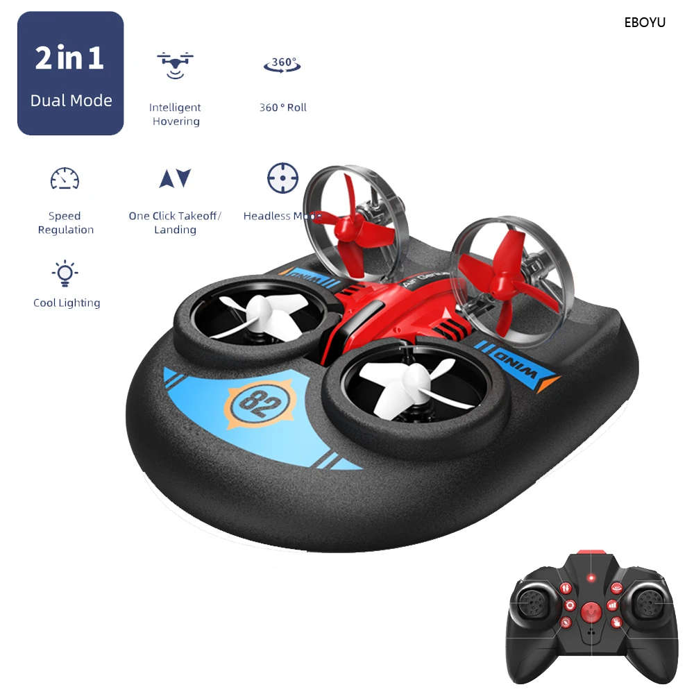 EBOYU 6082 RC Drone 2.4Ghz 2 in 1 RC Plane Boat Vehicle Flying Air/Boat/Land - £26.00 GBP