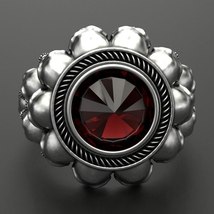 Ll rings retro skeleton black red cone crystal ring for men steampunk personality rings thumb200
