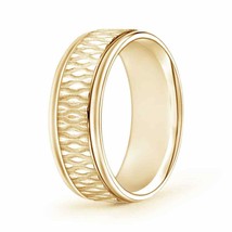 ANGARA Bubbled Center Comfort Fit Wedding Band in 14k Solid Gold (Size-7) - £641.83 GBP