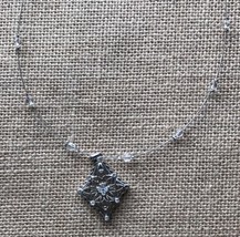 NWT New York And Company Diamond Shaped Pendant Rhinestones Necklace Beaded Wire - £10.25 GBP