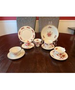 Eclectic Rose Tea Cup and Saucer Set with Serving Bowl and Plate. 11 Pie... - $75.00