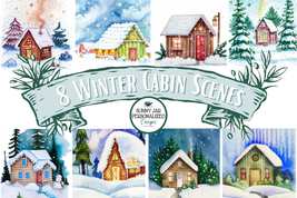 Painted Winter Cabin Scenes - £3.94 GBP