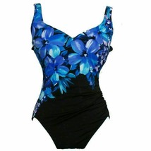 MIRACLESUIT Black Blue Budding Beauty Floral Amici Underwire Swimsuit 10 - £71.95 GBP