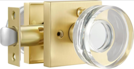 Keyless Interior Door Knob w/ Lock Crystal Clear Round &amp; Square Satin Br... - £27.94 GBP