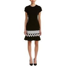NWT Womens Size 0 Shoshanna Black White Lombard Short Sleeve Mini Dress - £146.27 GBP