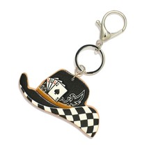 Vegan Leather Black White Playing Cards Checker Cowboy Hat Key Ring Bag ... - $15.84