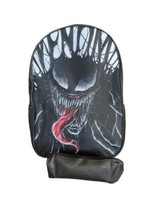 Venom Face Novelty Black Graphic 3D Backpack With Black Plastic Pencil Case NEW - £19.89 GBP