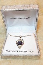 Drusy Quartz Purple Blue Silver Plated Womens Pendant Necklace - £31.57 GBP