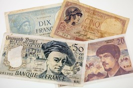 Lot of 4 France Notes (1933 - 1985 5 Francs - 50 Francs) VG - XF Condition - $57.17