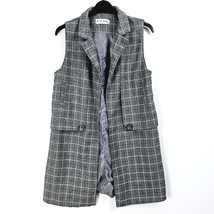 In The Style - Check Sleeveless Blazer Jacket - Grey - UK 8 - $18.85